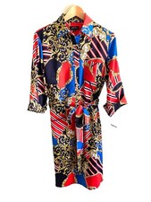New Tahari Arthur S Levine Shirt Dress Size 8 Scarf Print Mob Wife Office