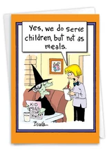1 Funny Halloween Greeting Card - Witch Kids Meals - Envelope Included, US-Made