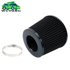 3" 76mm Black Dry Air Filter Cold Air Intake Cone Replacement High Flow Inlet
