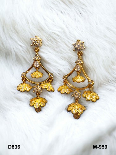Indian Bollywood Silver Plated Designer AD CZ Fine Fashion Studs Earrings - Picture 9 of 9