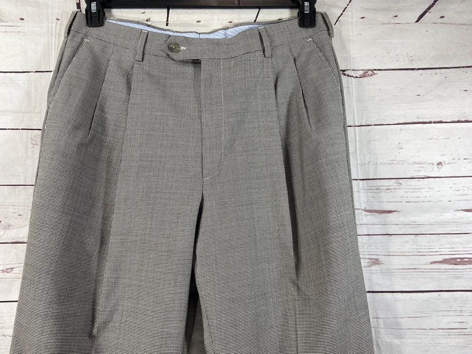 Berle Pants Men’s 36 X31 Gray Black Houndstooths 100% Wool Straight Leg - Image 2 of 4