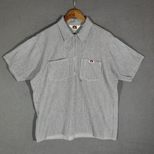 Vintage 90s Ben Davis 1/2 Zip Shirt Size XL Hickory Stripe Workwear Made In USA