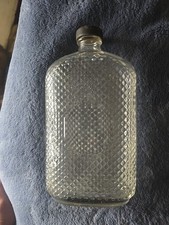 One Pc Clear Glass Antique Whiskey Flask Pint Bottle Barware Deco Decoration Old