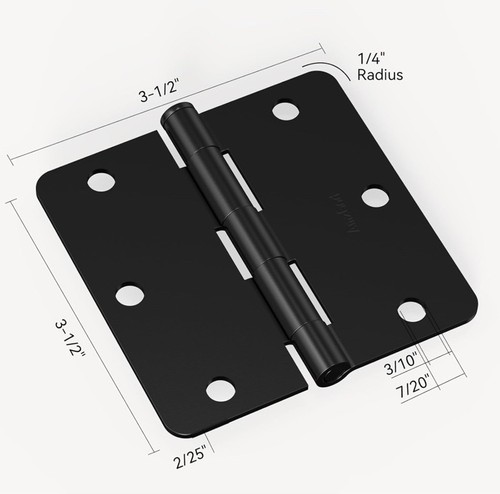 24 Matte Black 3.5"X 3.5" Inch Door Hinges 1/4" Radius Corner Interior 3" 3.5" - Picture 4 of 4