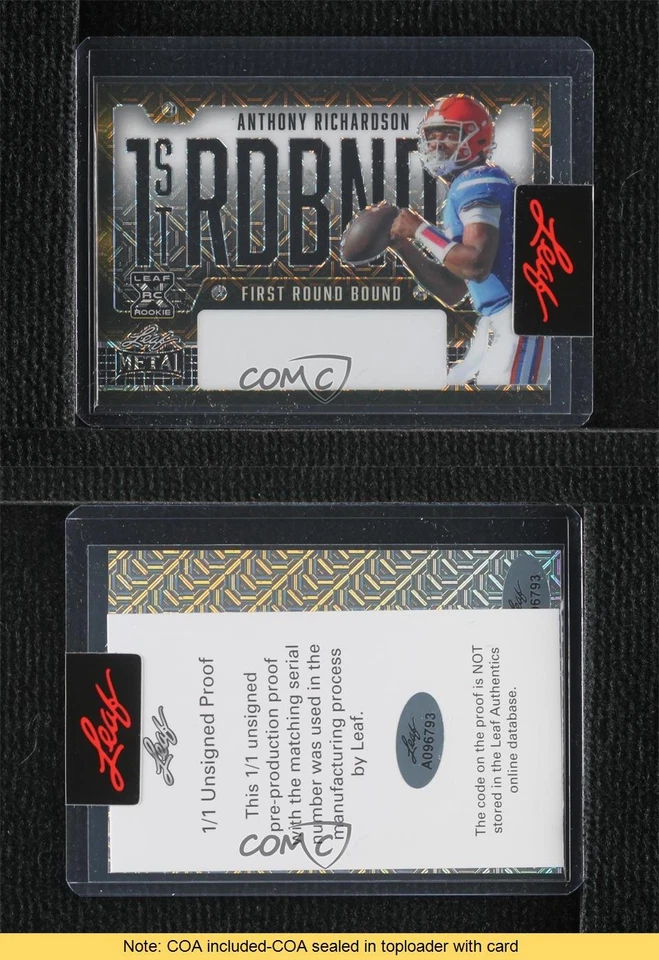 2023 Leaf Metal First Round Bound 1/1 Anthony Richardson Rookie RC READ 0r2s - Image 3 of 3