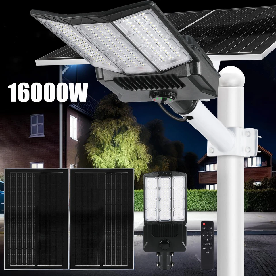 Luces de calle solares comerciales de 16000 W al aire libre luz de estacionamiento de anochecer a amanecer Foto 3 de 4