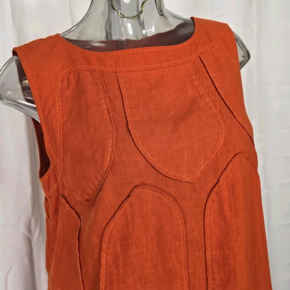 Vestido Vaina Agnona Hecho en Italia 100% Lino Naranja EE. UU. Talla 12 Italia Talla 48 Foto 2 de 4
