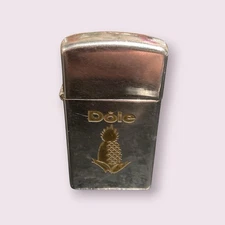 Vintage 1967 Zippo Slim Lighter Dole Pineapple Advertising Rare HTF W/ Insert