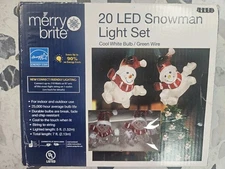 Merry Bright 20 Led Snowman Set - New - Box not perfect