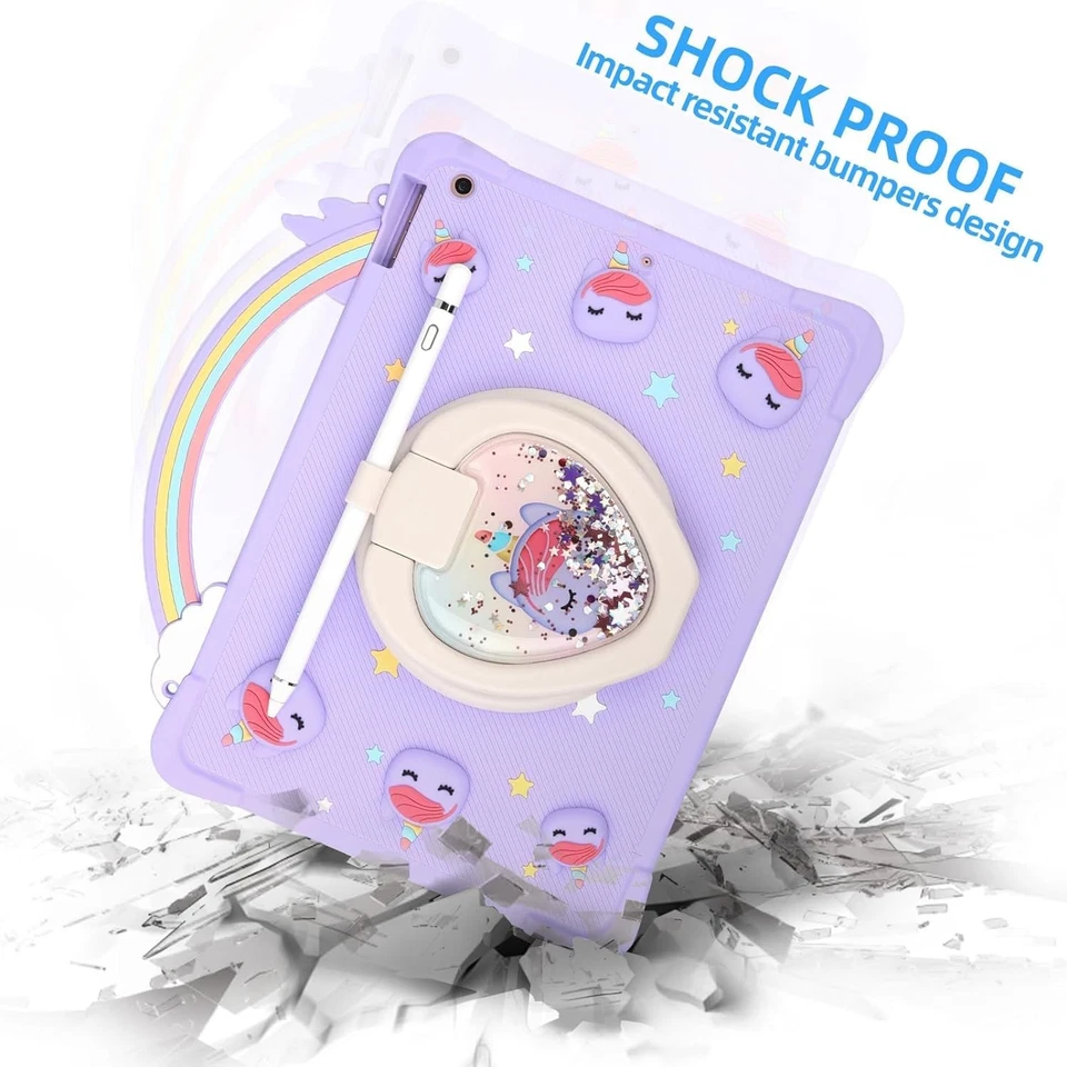 [Funda unicornio con mango arco iris súper linda] iPad Air de 9,7 pulgadas para niños primera generación, 2018... Foto 4 de 4