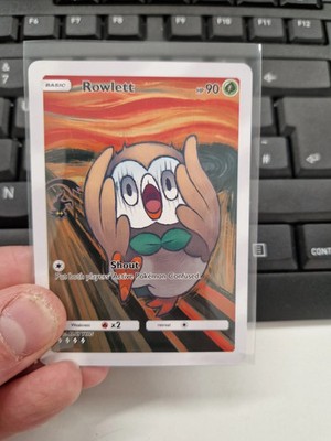 Rowlett Munch Scream Art Karte Full Art Holo Pokémon Fan Display
