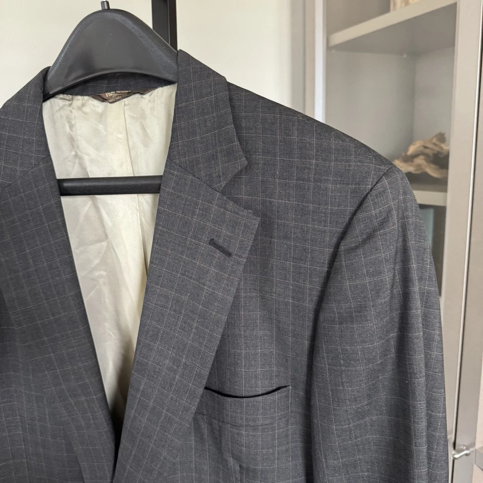 Blazer Abrigo Deportivo Paul Stuart Lana Cachemira Gris Ventana Pecho Único 44L Foto 2 de 4