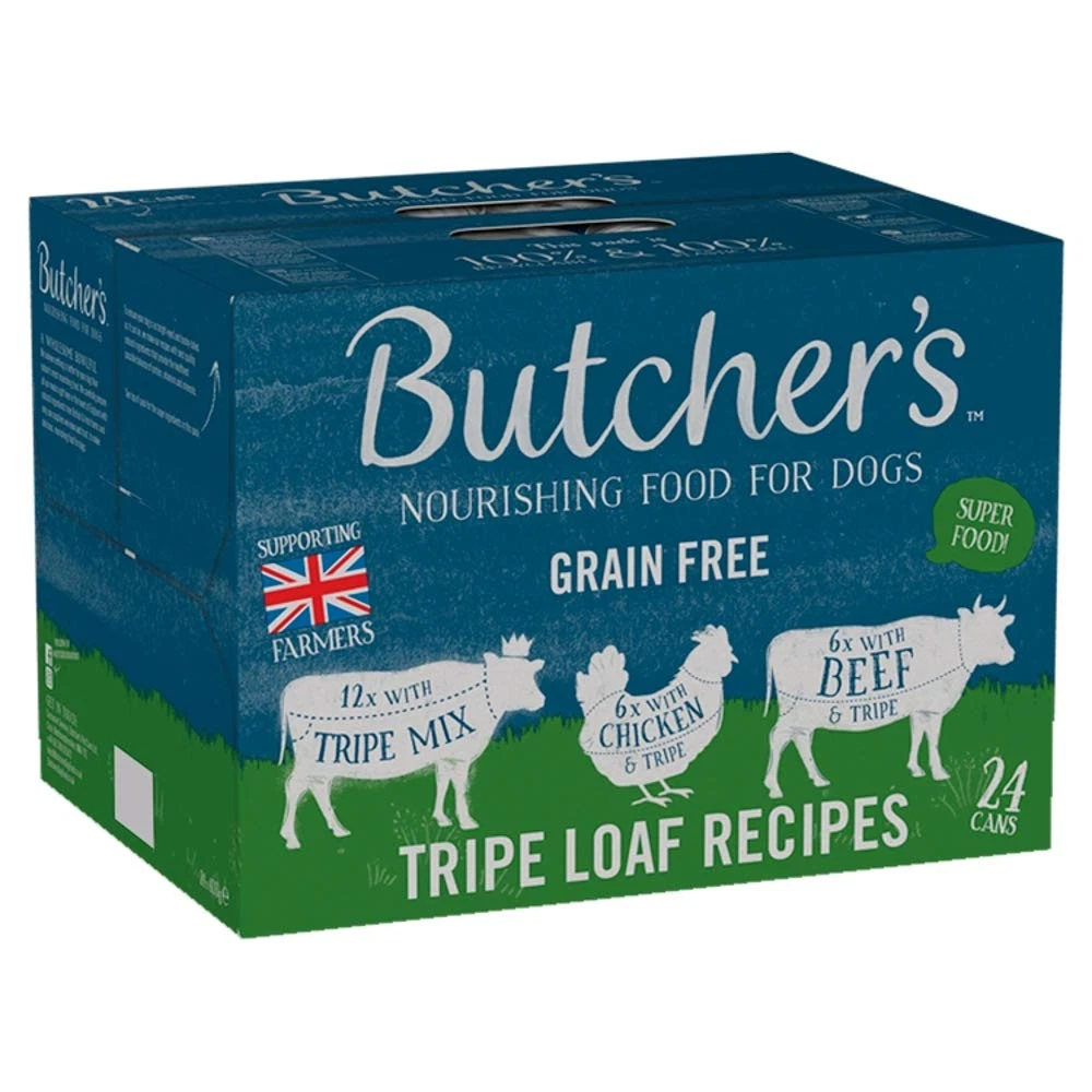 Butcher's Tripe Loaf Recipes Dog Food Tins, 24 x 400g