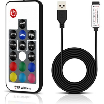 RGB Led Light Strip Controller 17 Keys RF Wireless Remote DC5V USB Interface