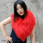 Real Fur Mongolian Lamb Fur Collar Fluffy Detachable Scarfsheep Fur Collar Shawl