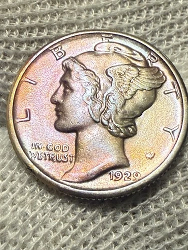 Semi Key Date 1929 P Mercury Silver Dime AU / BU Uncirculated Toned