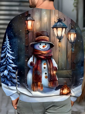 Cozy Snowman Winter Scene Christmas Sweater Unisex Jumper 3D Print Pullover