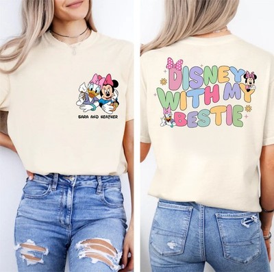 Personalisiertes Disney With My Bestie beidseitiges T-Shirt, individuelles Disney Shirt