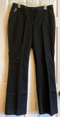 Rafaella Curvy Womens Sz 10 Black Cotton Blend Pants Button Trim on Pockets NWOT