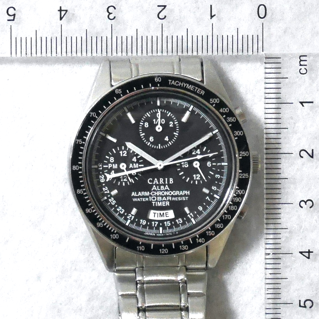 SEIKO ALBA CARIB Pilot Watch N944 1992 Black Chronograph Date Dual