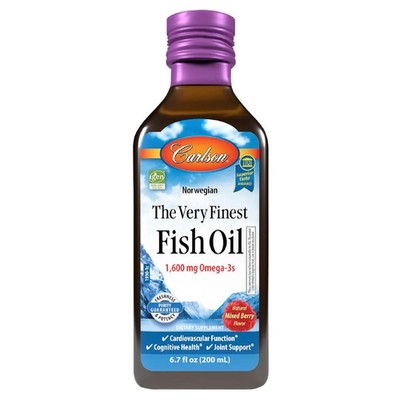 Carlson The Very Finest Fish Oil 1600mg Omega-3 EPA DHA DPA Liquid Berry 200mL