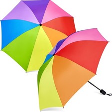 2 Pieces 8 Rib Rainbow Umbrella Portable Compact Tri Folded Umbrella LGBT Pri...