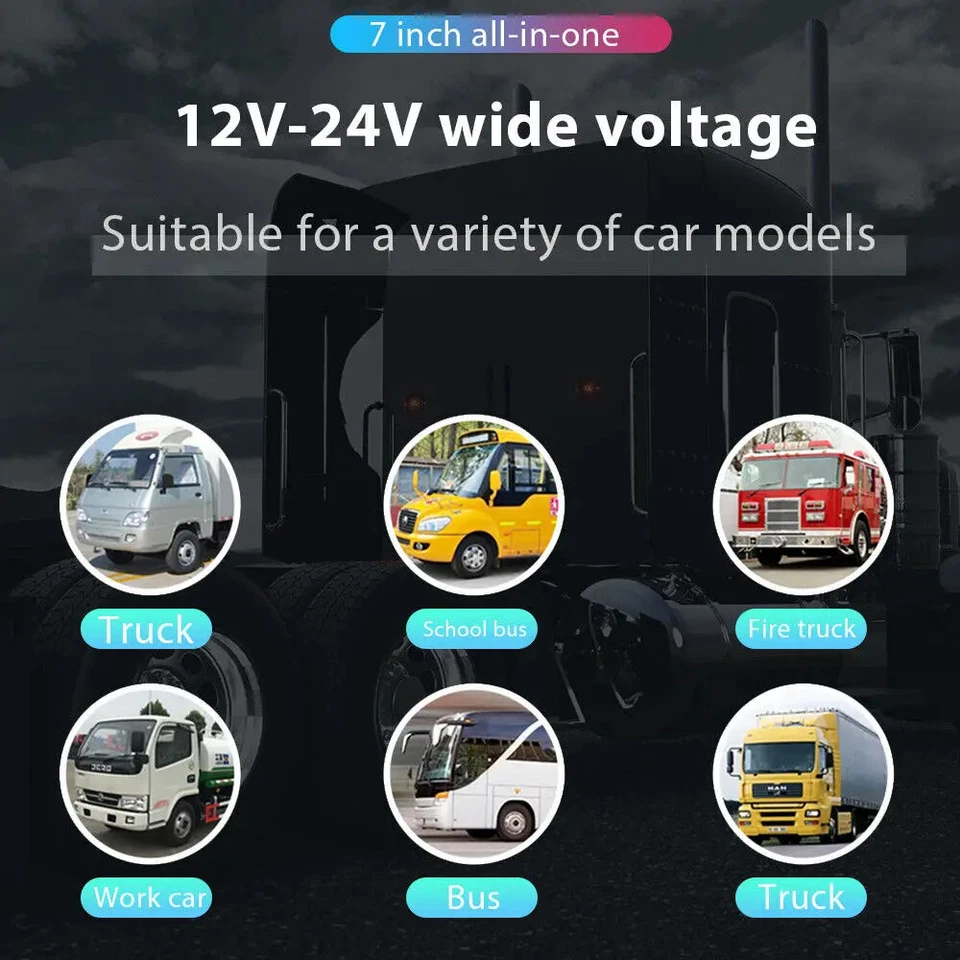 12-24V Truck Caravan Bus RV Vehicle IR Rear View Backup Camera w/ 7" Car Monitor - Image 2 of 4