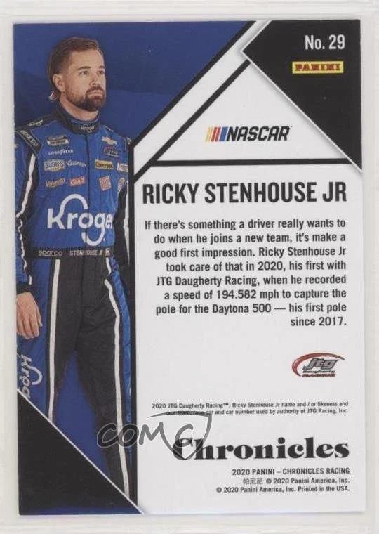 2020 Panini Chronicles Blue /199 Ricky Stenhouse Jr #29 - Image 2 of 2