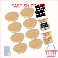 Oui Yogurt Jar Lids - 8 Pack Oui Lids-Natural Bamboo Wood with Silicone Sealing