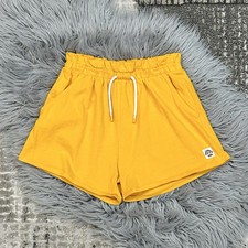 ZARA Girls Zara Label Trim Plush Shorts Size 13-14Y Goldenrod
