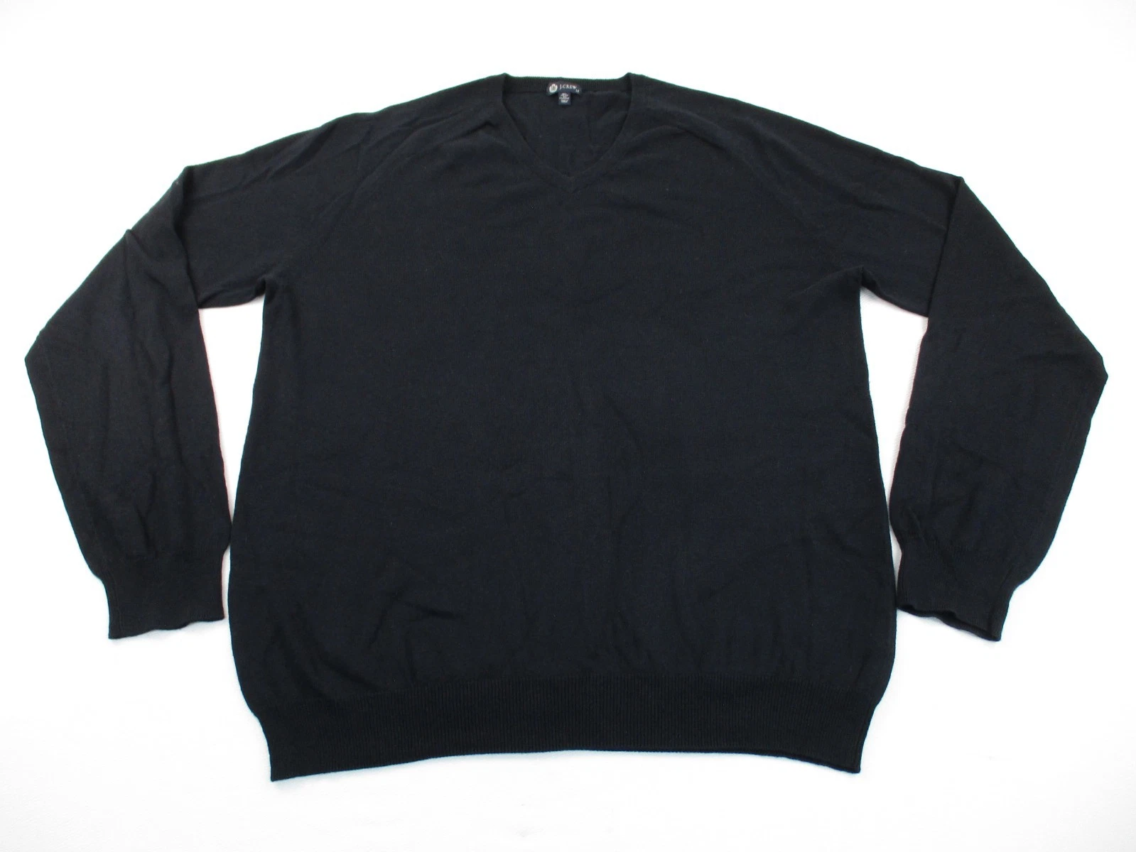 J Crew Men's Sweater Size LT Black Cashmere Blend V Neck Casual Preppy