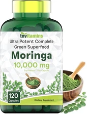 Moringa Capsules 10000mg 120ct Superfood Non-GMO Made in USA