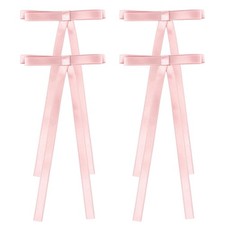 4PCS Pink Hair Bows for Hair Ribbon Bows with Long Tail Satin Bow Hair Clips ...