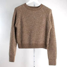 Altard State Women's Chenille Brown Knit Chunky Crop Sweater Size Large L