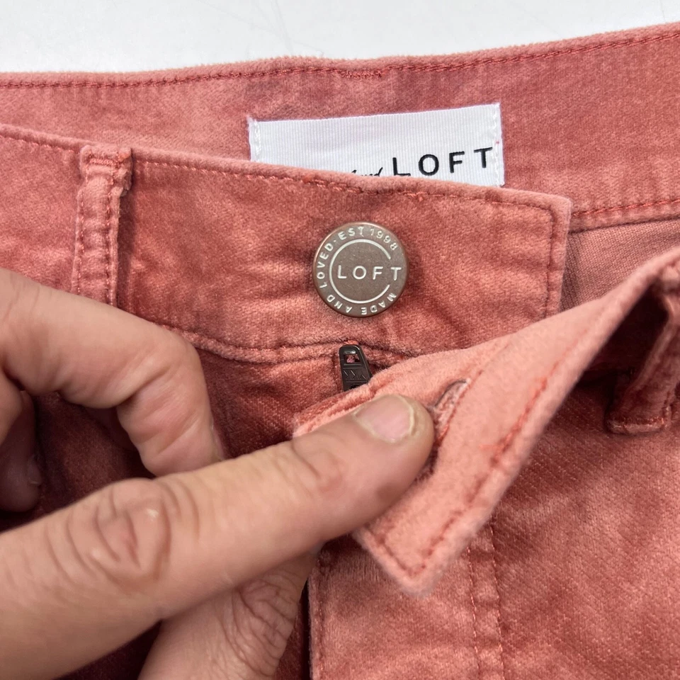 Pantalones de terciopelo Ann Taylor Loft para mujer talla 0 rosa algodón pierna recta Foto 3 de 4