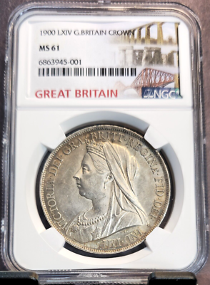 1900 GREAT BRITAIN SILVER 1 CROWN QUEEN VICTORIA NGC MS 61 SCARCE