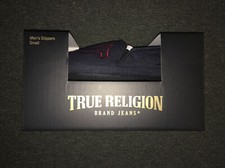 NEW True Religion Men's Slippers Shoes Size Small 7-8 Denim with Red Logo