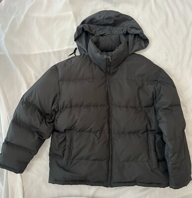 London Fog Men's Quilted Puffer Down Coat Black and Hidden Hood XXL