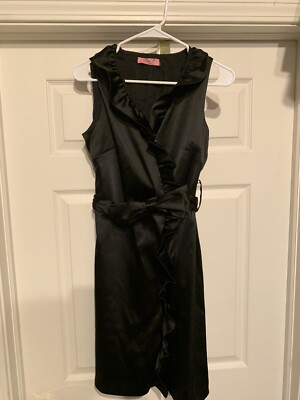 Eliza J Black Ruffle Accent Sleeveless Dress Women's Size Bow