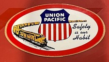 Vintage Union Pacific Railroad Safety Is Our Habit Oval Shaped Sticker