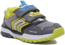 Image of Geox J Tuono Kids Two Hook&Loop Straps Sport Trainer In Grey Lime Size UK 13 - 3