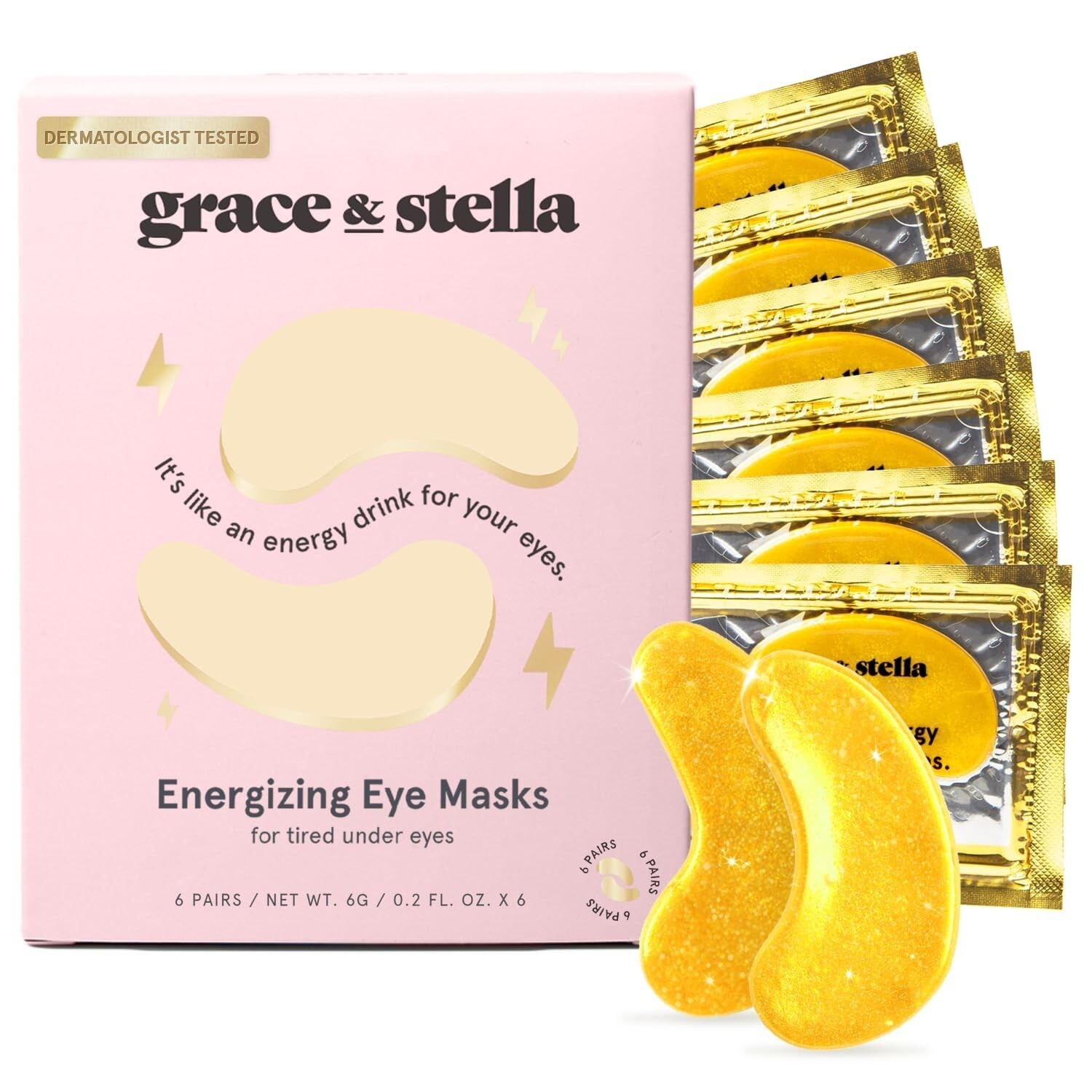 grace & stella Under Eye Mask (Gold, 6 Pairs) Dark Circles Under Eye Treatment,