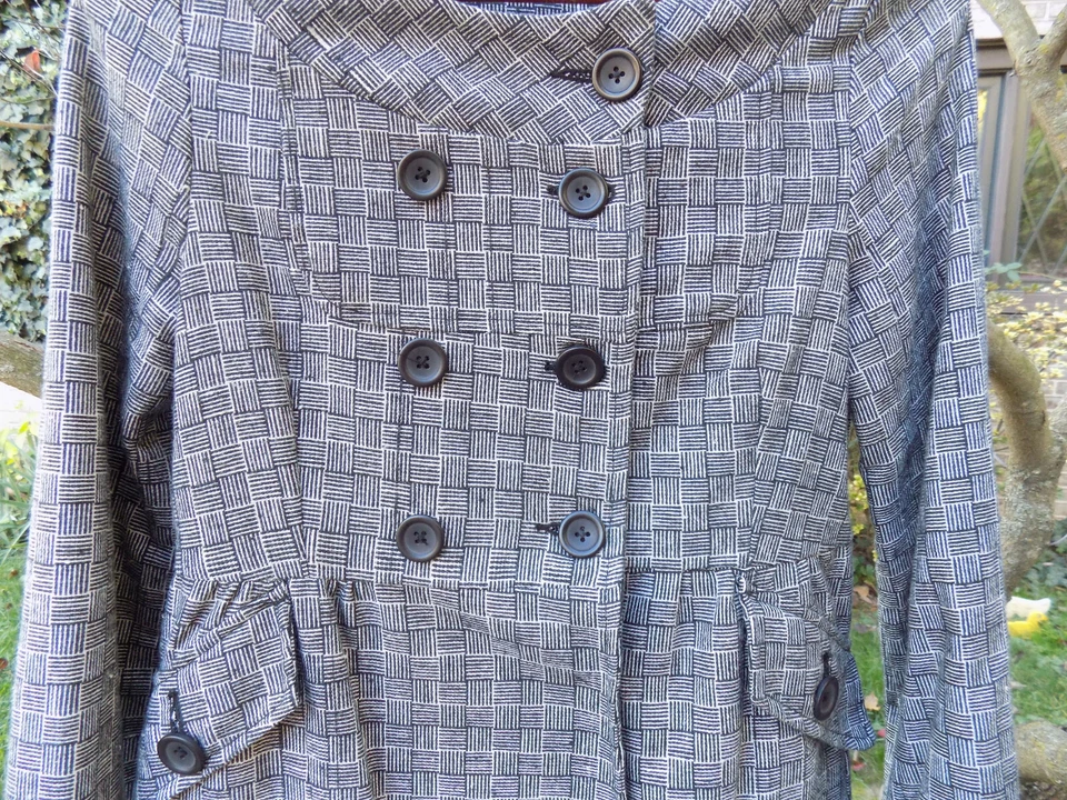 Abrigo Chaqueta Vestido Brooklyn Industry Tweed Cuadros Negro Blanco Estilo De Colección Talla XS Foto 3 de 4