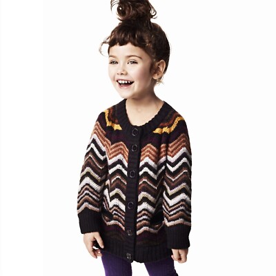 MISSONI x Lindex Girls Kids Knit Zig Zag Striped Cardigan Sweater