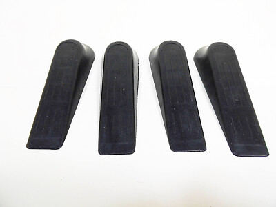 4 Pc Door Stops Hard Plastic Stopping Wedges Stoppers Wedge Black Matte Finish
