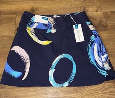 Lady Hagen Tummy Control Skort Navy Print Golf Women's Size Large 17" Skirt