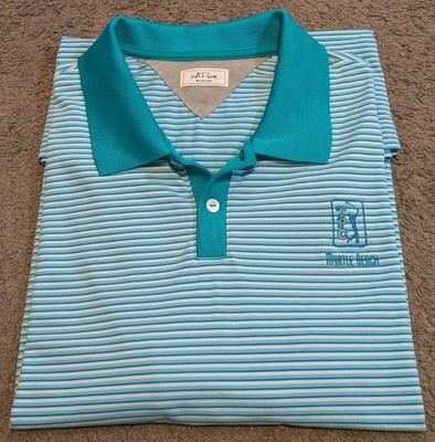 Adidas adipure TPC Myrtle Beach Blue White Stripe Golf Polo Men's Large