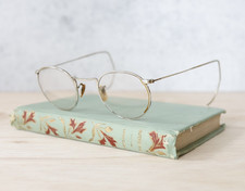 Vintage shuron round eyeglasses cable temples 12k gold filled silver tone