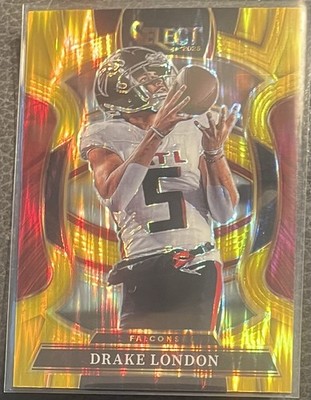 2025 Panini Select - Concourse #47 Drake London Gold Shock Prizm 10/10. *MINT*