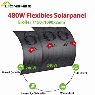 480W FLEXIBEL SOLARMODUL SOLAR PV 2*240W FÜR BALKONKRAFTWERK WOHNMOBIL CAMPING
